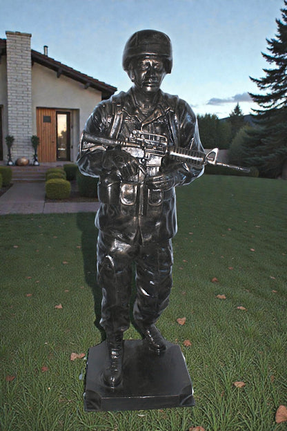 Life Size Aluminum Soldier Statue Military Sculpture 28"x28"x73"H