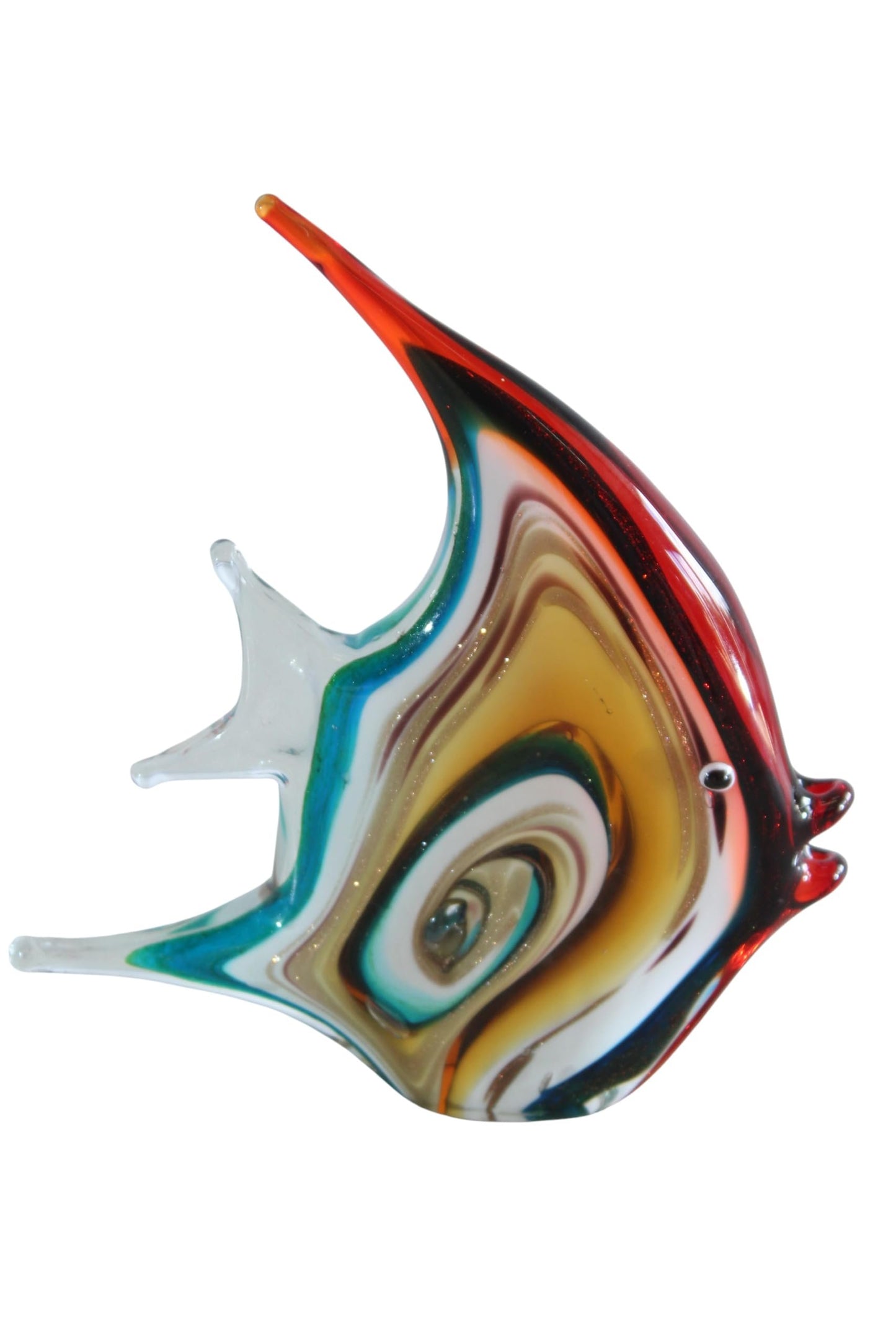 NIFAO Glass Angelfish Sculpture Coastal Art Decor 8" x 2" x 9"H
