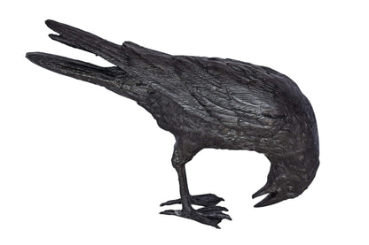 Raven Looking Down Bronze State - Size: 19"L x 5"W x 11"H.