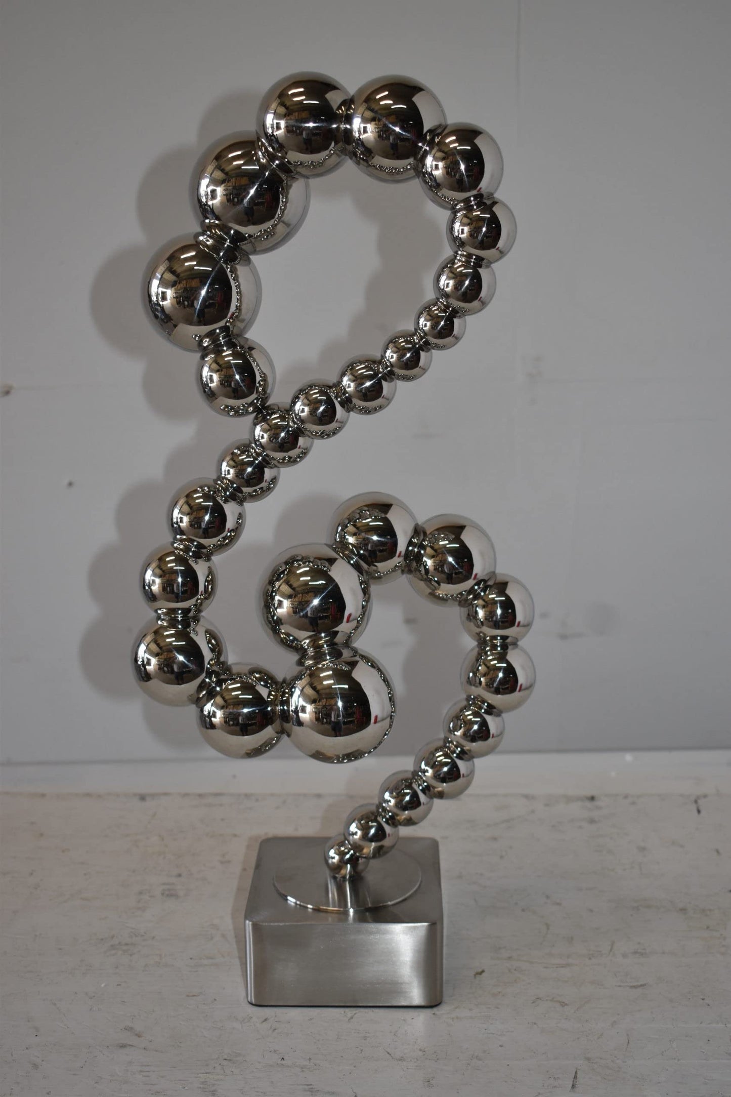 Modern Art Abstract Made of Shiny Metal Chrome Balls Size: 10" x 7" x 24"H