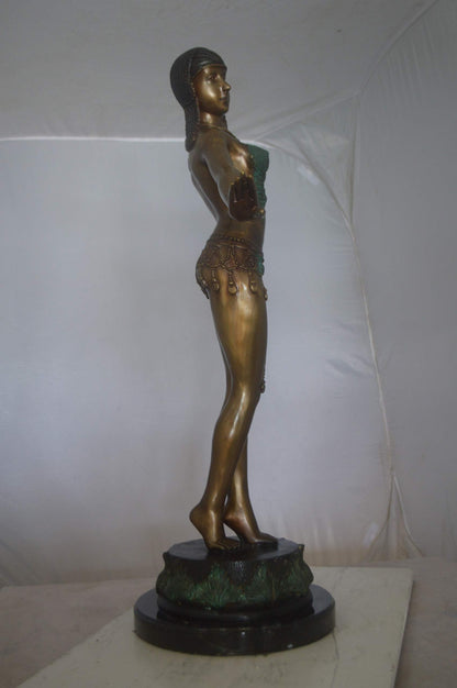 Belly Dancer Performing Bronze Statue -  Size: 32"L x 8"W x 41"H.