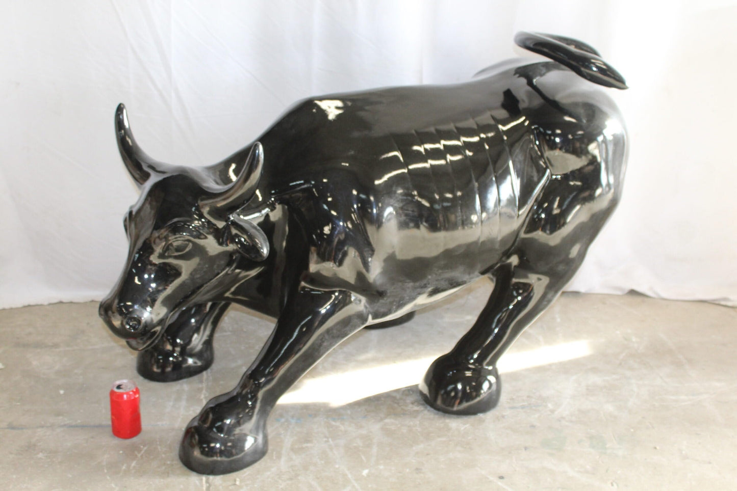 Iconic Giant Fiberglass Black Color Wall Street Bull 57" x 28" x 33"H