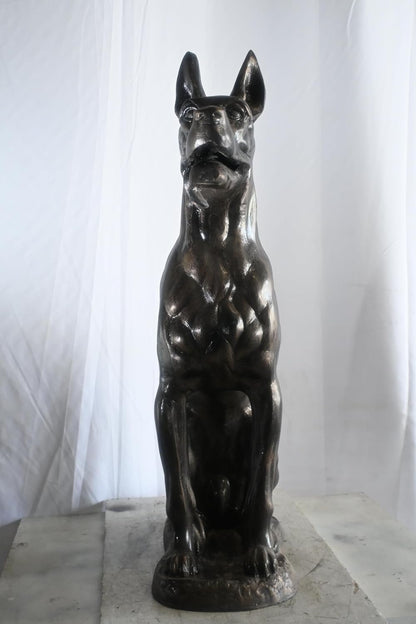 Stately Life Size Sitting Great Dane Dog Aluminum Statue 28"x13"x41"H