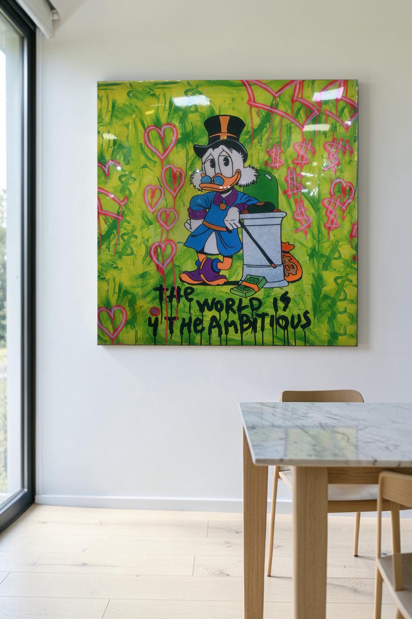 Ambitious Wealthy Duck Tycoon Graffiti Resin Canvas 44"x44"