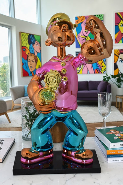 Iconic Pink Popeye smaller Resin Statue  Size: 11" x 6" x 17"H