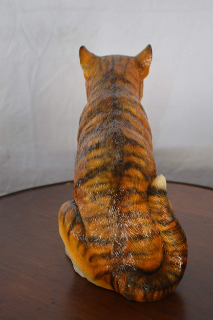 Colored Cat Sitting Bronze Statue -  Size: 6"L x 11"W x 11"H.