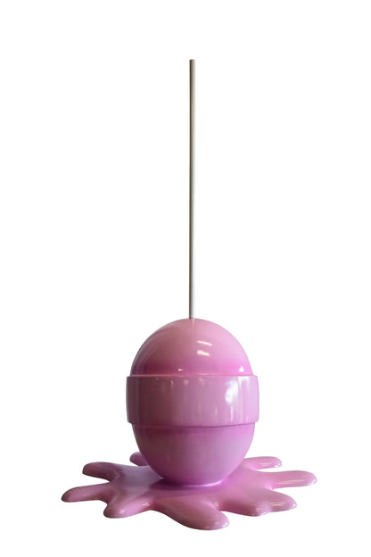 Giant Modern Pink Melting Lollipop Resin Statue 31" x 27" x 56"H