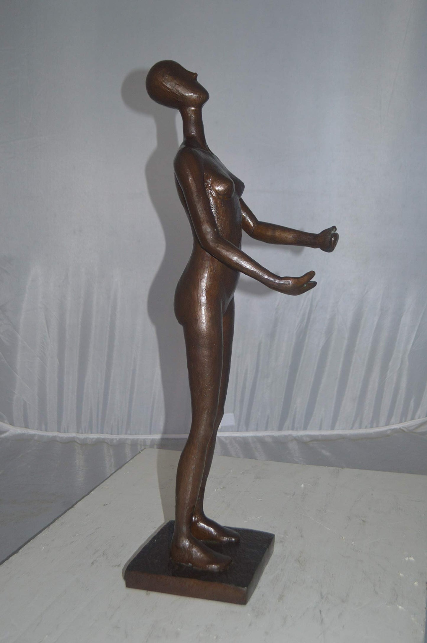 Abstract of Nude Girl Standing Bronze Statue Art Nude -  Size: 6"L x 6"W x 24"H.