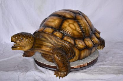 Giant Tortoise Turtle Fountain Light Brown Finish Bronze Statue  24"x 38" x 16"H