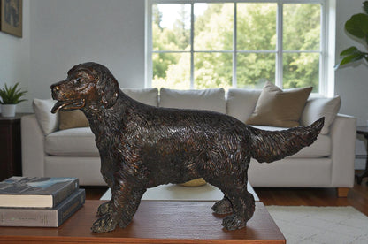 Golden Retriever dog bronze statue - Size: 26"L x 7"W x 16"H.