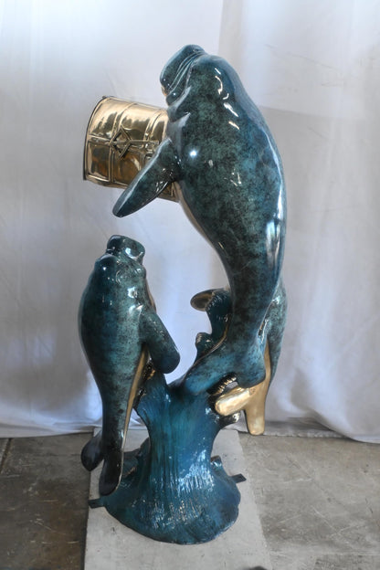 Bronze Manatee Mailbox Sculpture with Three Sea Cows 27"x27"x55"H