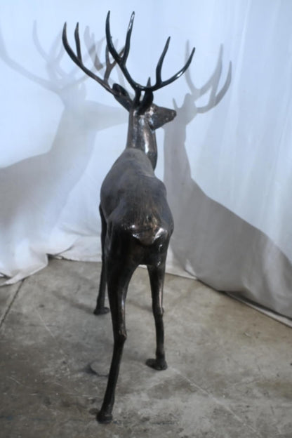 Life Size Aluminum Standing Deer Stag Statue 48"x30"x55"H