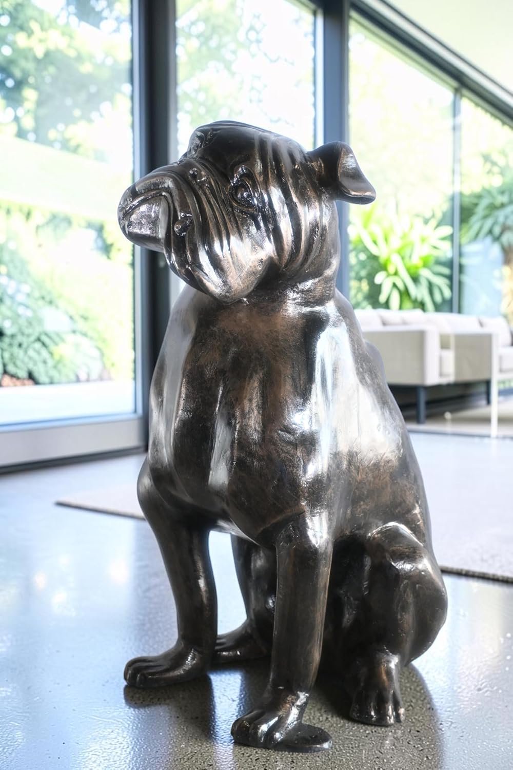 Bold Life Size English Bulldog Aluminum Garden Sculpture 22"x15"x29"H