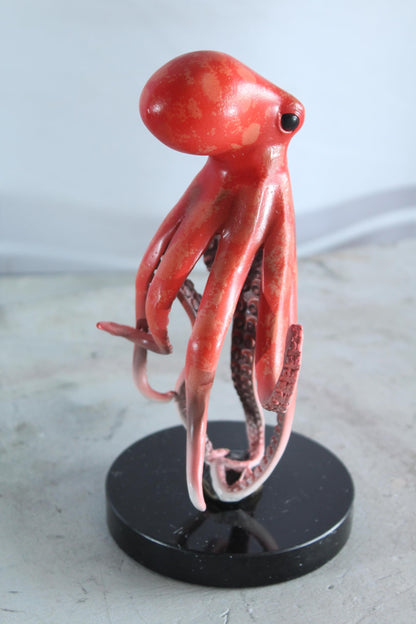 NIFAO Bronze Octopus Statue on Marble Base Coastal Tabletop Decor 6" x 5" x 11"H