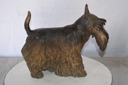 Terrier Dog Bronze Statue -  Size: 19"L x 8"W x 15"H.