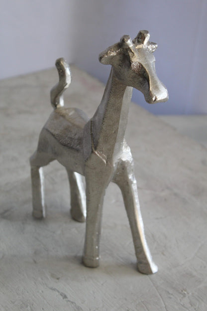 Aluminum Giraffe Statue, Elegant Miniature Accent for Any Space 7" x 3" x 10"H