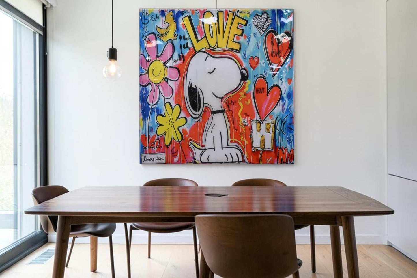 Snoopy Love Graffiti Pop Art Resin Canvas 40"x40"