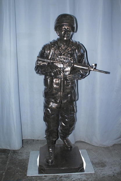 Life Size Aluminum Soldier Statue Military Sculpture 28"x28"x73"H