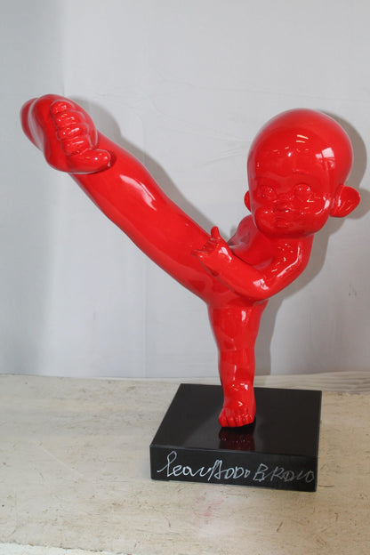 Karate Kid in Motion Red Resin Statue 18" x 8" x 20"H