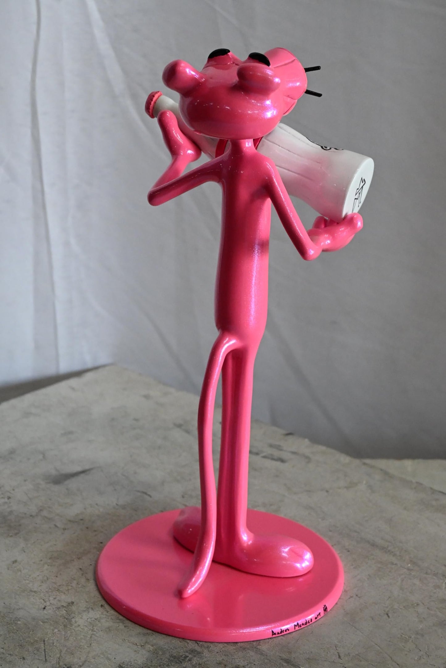 Pink Panther Inspired Resin Statue Figurine Andres Mendez 8"x9"x17"H