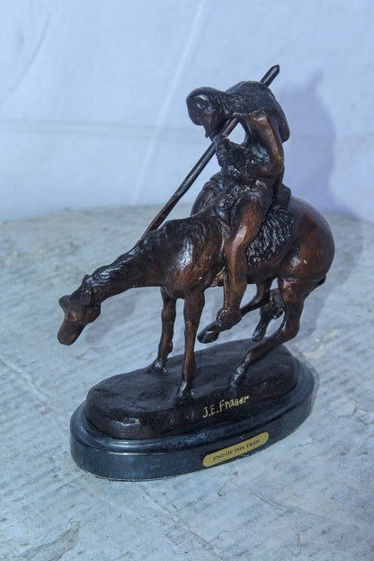 End of The Trail by Remington Bronze Statue Replica, Western Decor 6" x 3" x 9"H