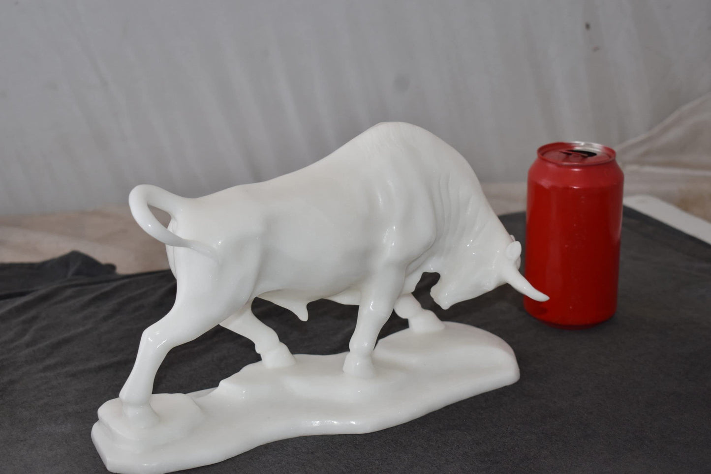 Wall Street Bull Made of White Marble Size: 11" x 5" x 7"H