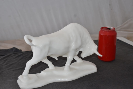 Wall Street Bull Made of White Marble Size: 11" x 5" x 7"H