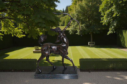 horse woman shooting an arrow Bronze Statue -  Size: 14"L x 6"W x 20"H.