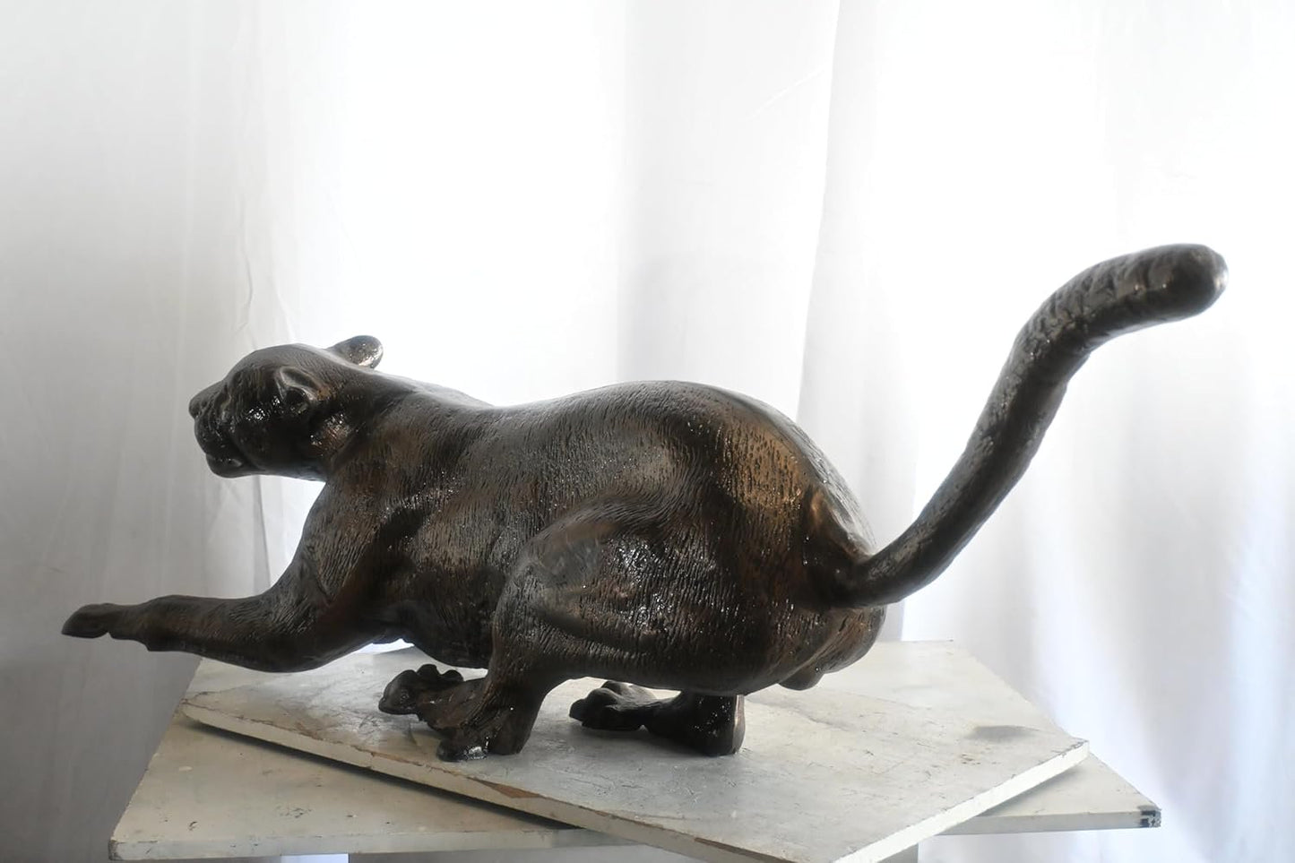Prowling Panther Crouching Large Aluminum Wildlife Decor 59"x16"x21"H