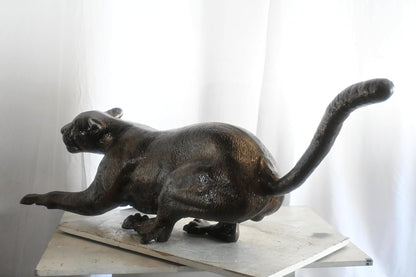 Prowling Panther Crouching Large Aluminum Wildlife Decor 59"x16"x21"H