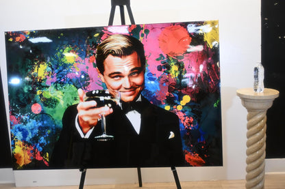 Leonardo DiCaprio Gatsby Toast Resin Covered Canvas 60"x40"
