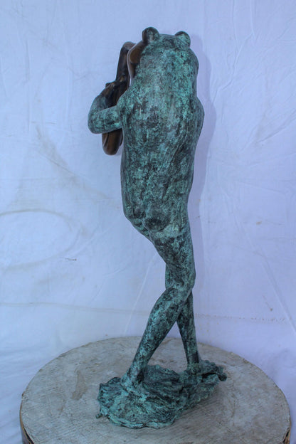 Musical Frog Playing Saxophone Bronze Fountain, Fun home Decor 14" x 9" x 32"H