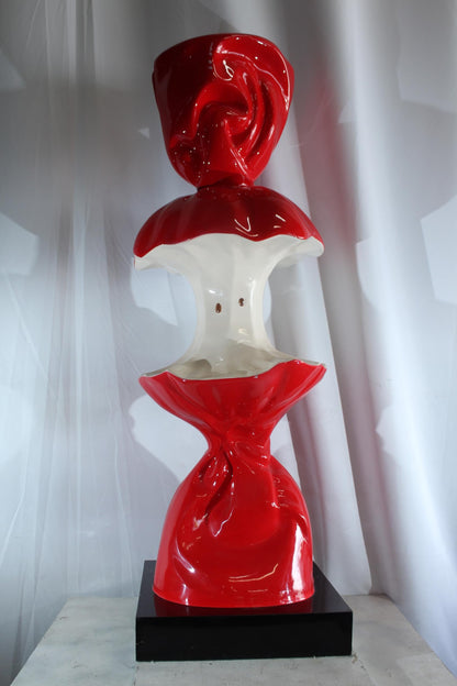 NIFAO Giant Candy Apple Sculpture Red and White Pop Art Resin Statue 20"x20"x61"H