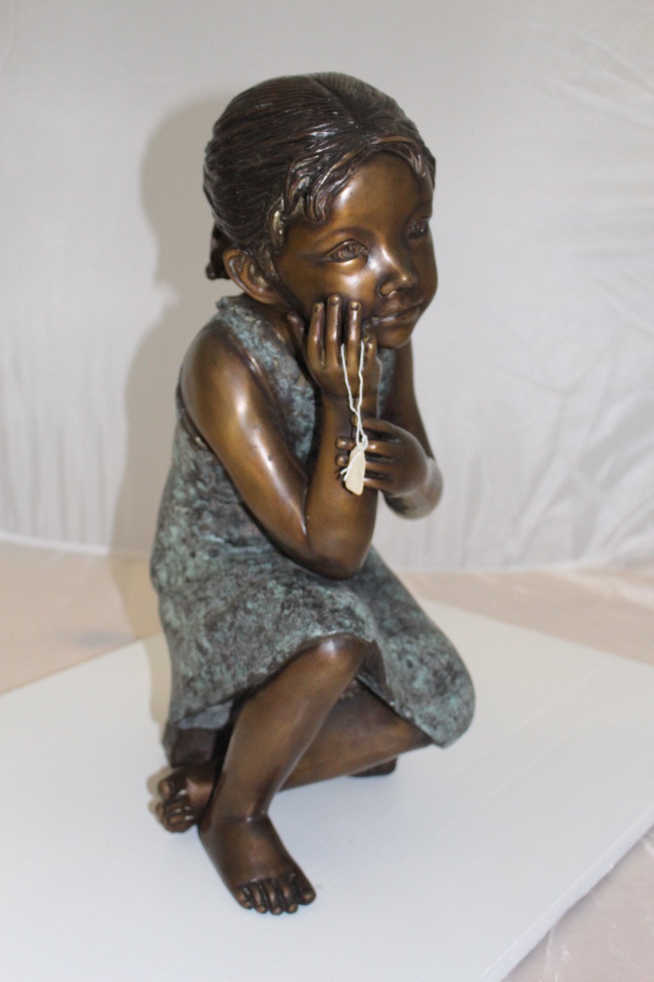 Girl in the sun - Sunny day Bronze Statue Size: 10"L x 11"W x 21"H