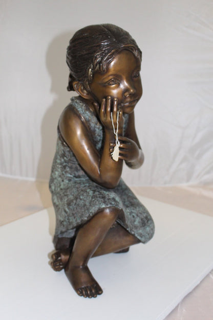 Girl in the sun - Sunny day Bronze Statue Size: 10"L x 11"W x 21"H