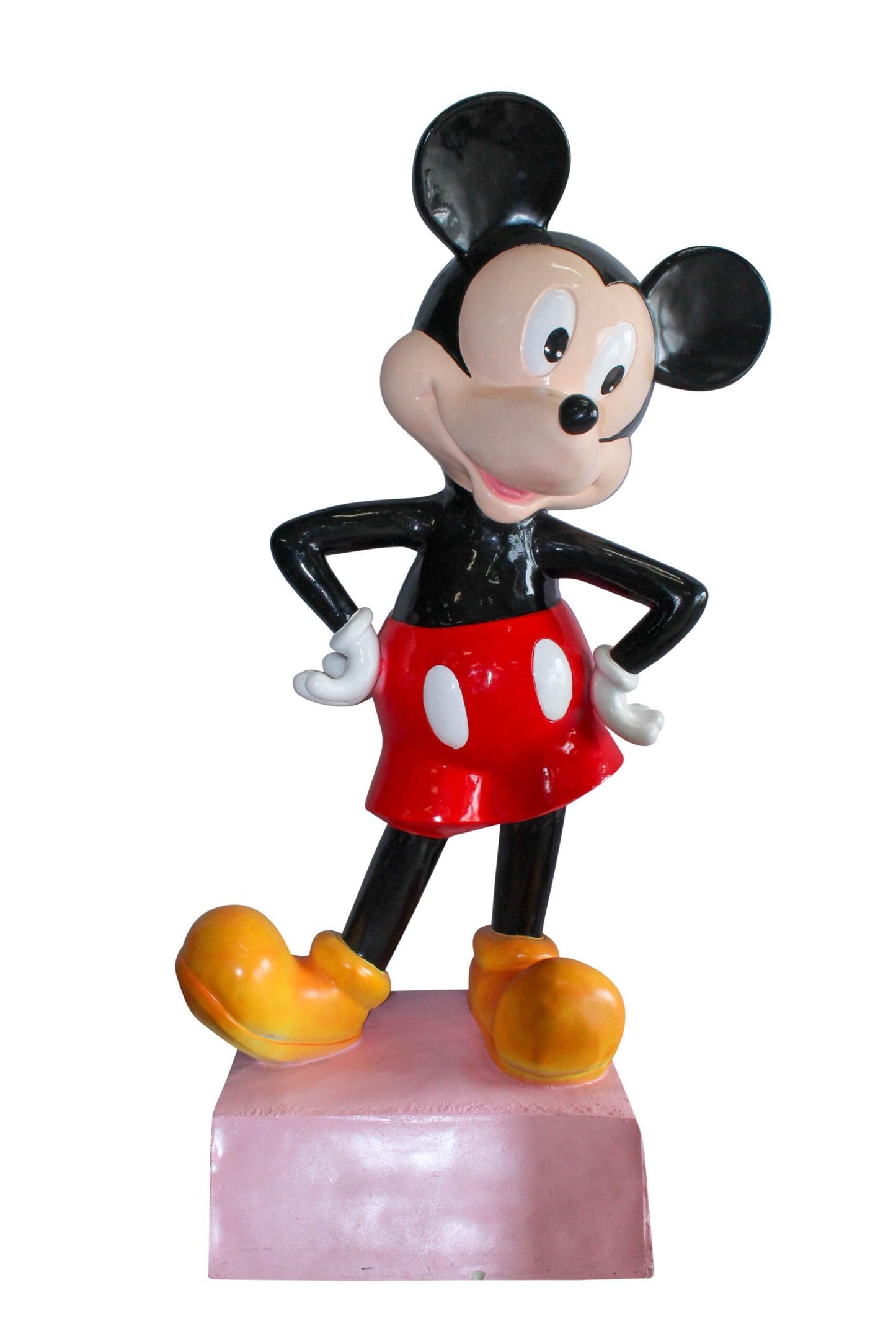 Large Cartoon Mouse Statue Holding Flower Bouquet 35" x 26" x 73"H