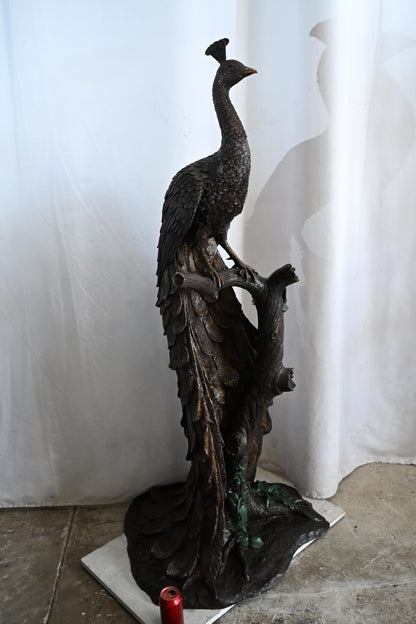 Life Size Peacock Bronze Statue Bird Sculpture Large 31"x30"x64"H