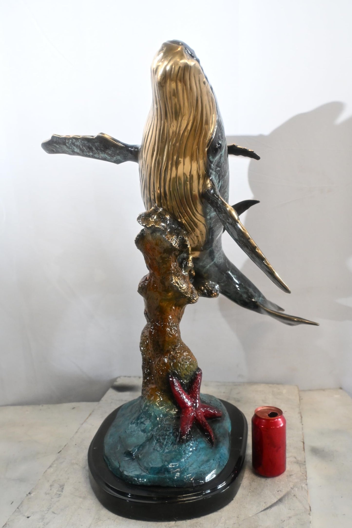 Bronze Humpback Whale Pair Sculpture Coral Branch 27"x22"x30"H