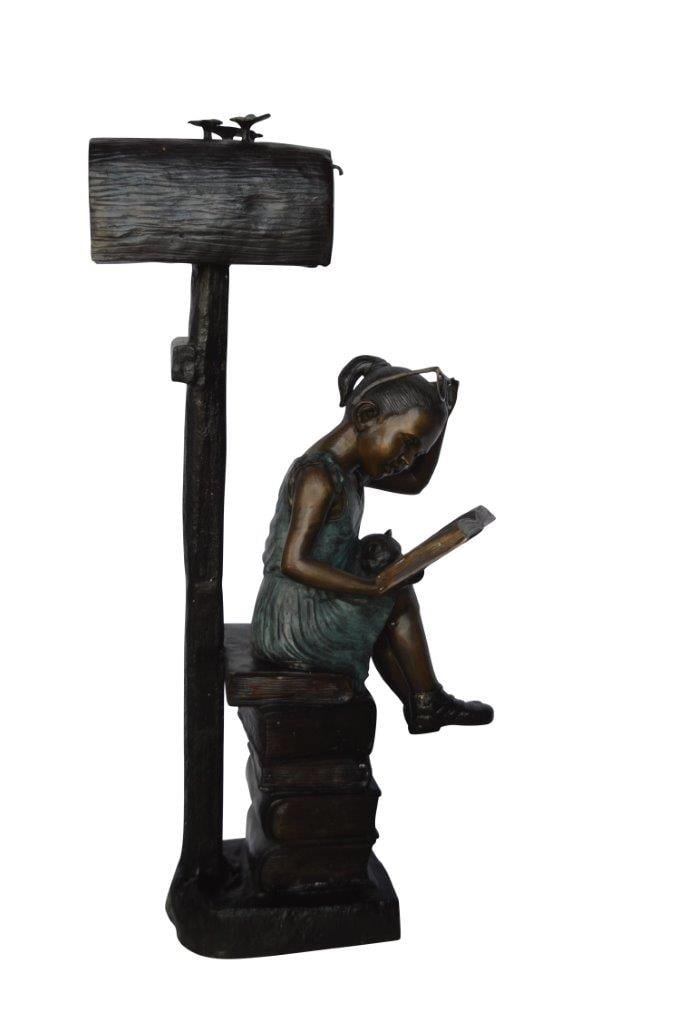 Mailbox - Girl sitting on books and reading -  Size: 26"L x 22"W x 53"H