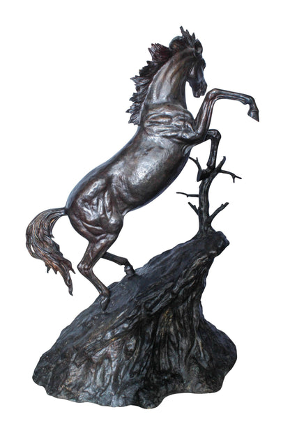 Life Size Bronze Rearing Horse Sculpture by J. Dagan 60" x 37" x 81"H