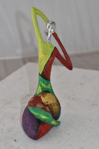 Multicolor Stretching Woman Resin Statue Size: 5" x 4" x 10"H