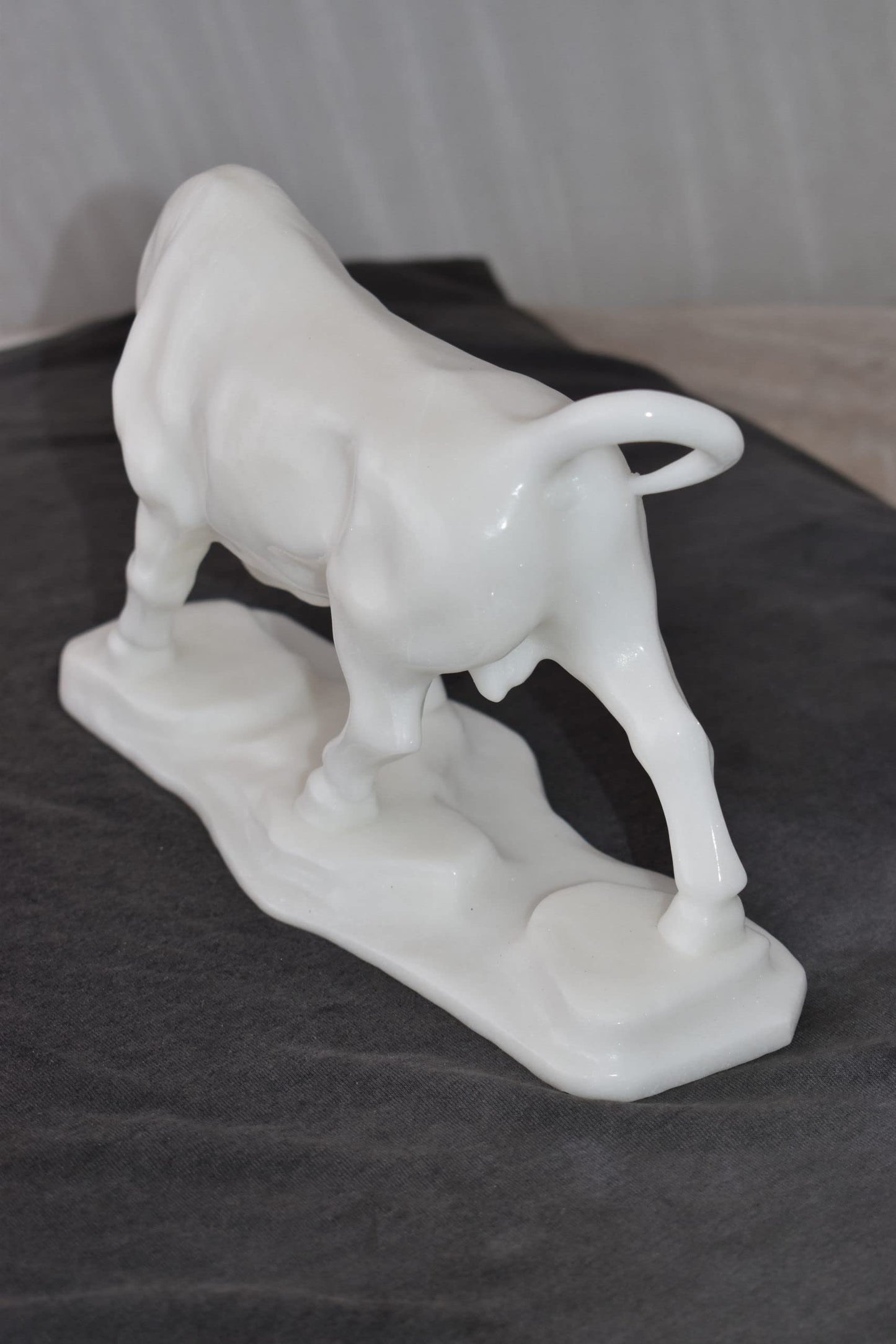 Wall Street Bull Made of White Marble Size: 11" x 5" x 7"H