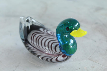 NIFAO Glass Duck Figurine Hand Blown Art Glass Tabletop Decor 6" x 3" x 3"H