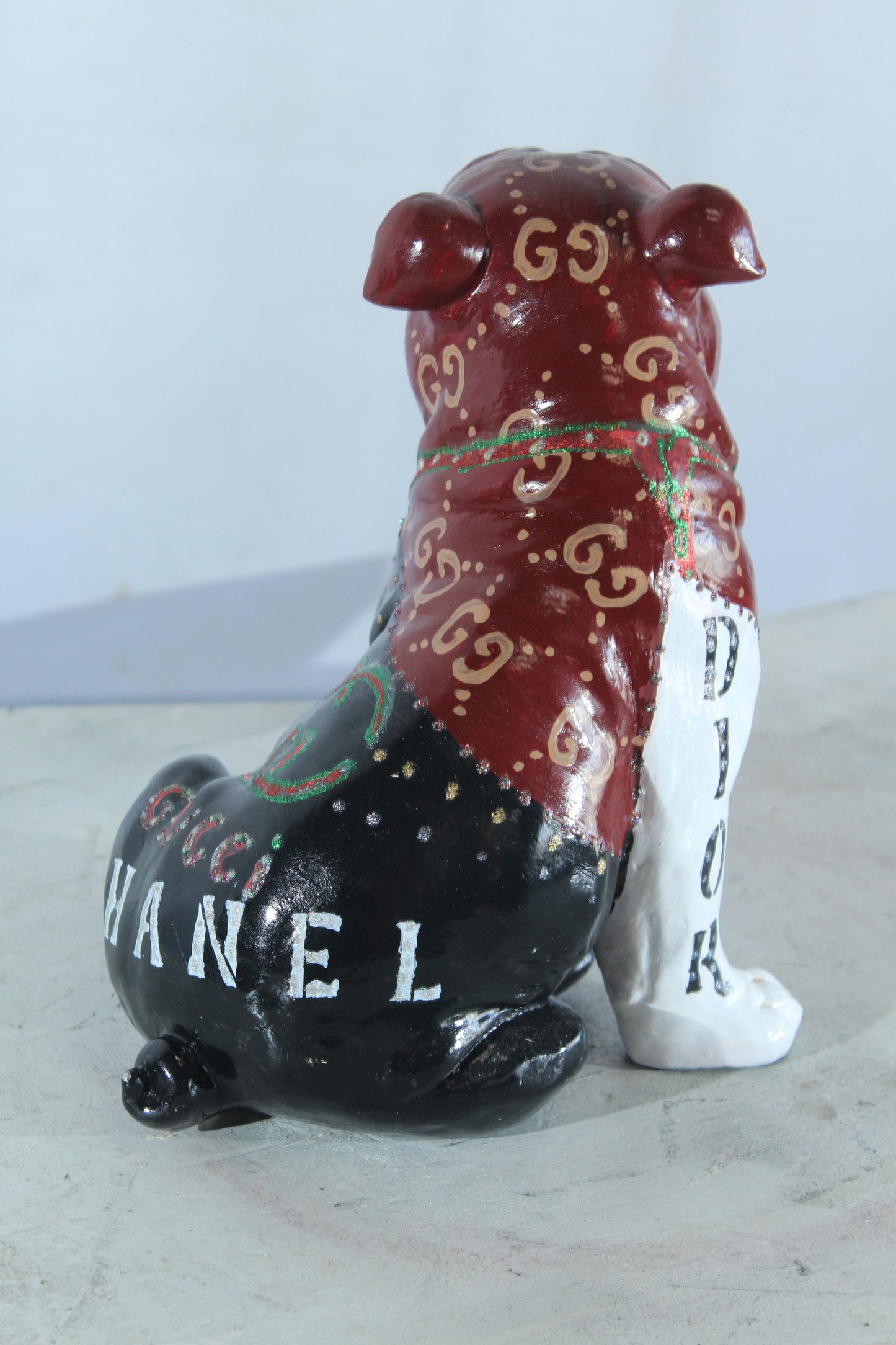 NIFAO Resin Bulldog Statue Fashion Inspired Hand Painted Decor 9" x 10" x 12"H