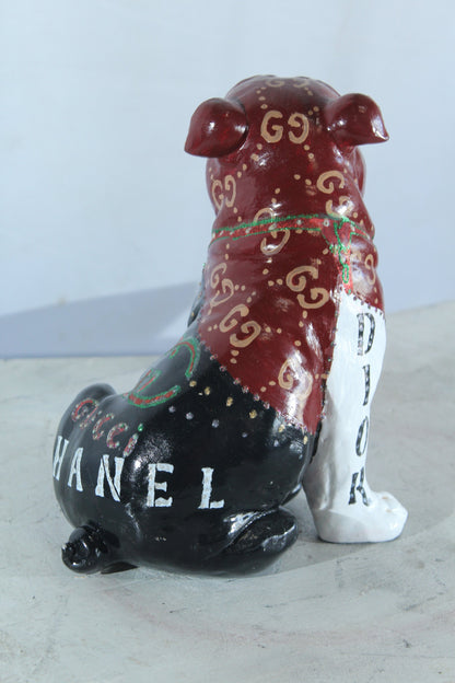 NIFAO Resin Bulldog Statue Fashion Inspired Hand Painted Decor 9" x 10" x 12"H