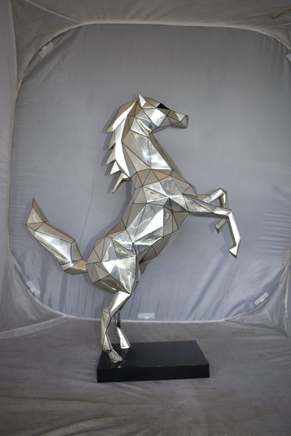 Modern Textiled Ferrari Horse Silver Finish Bronze Statue Size: 30" x 11" x 38"H
