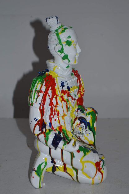 Modern Art Colorful Chinese Man resin statue - Size: 7"L x 8"W x 13"H.