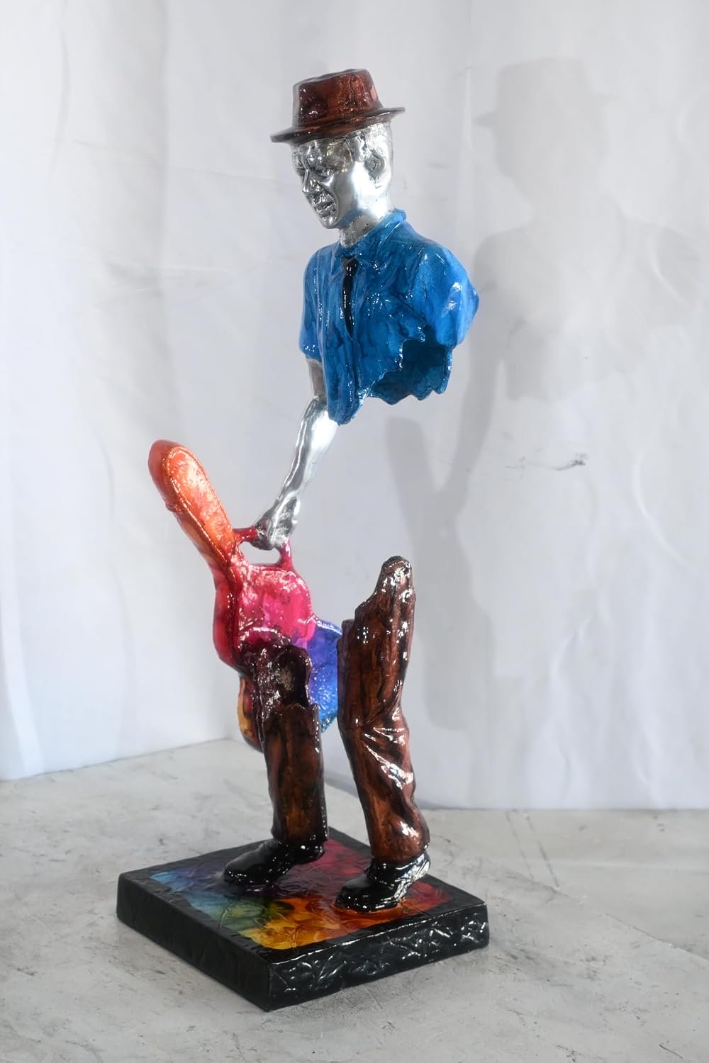 Traveler Guitar Player Sculpture Aluminum Pop Art Statue 8"x10"x25"H