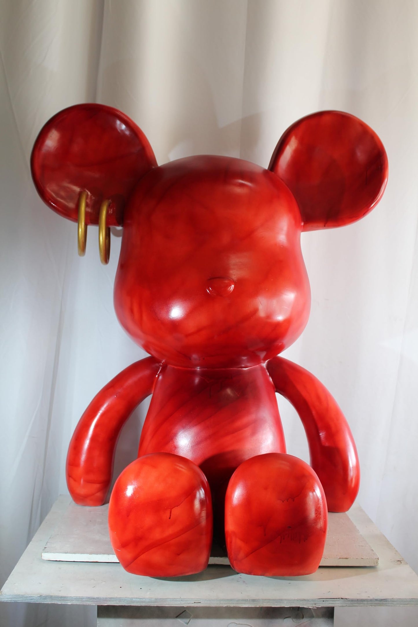 NIFAO Giant Red Mouse Sculpture Pop Art Resin Statement Piece 28"x36"x48"H