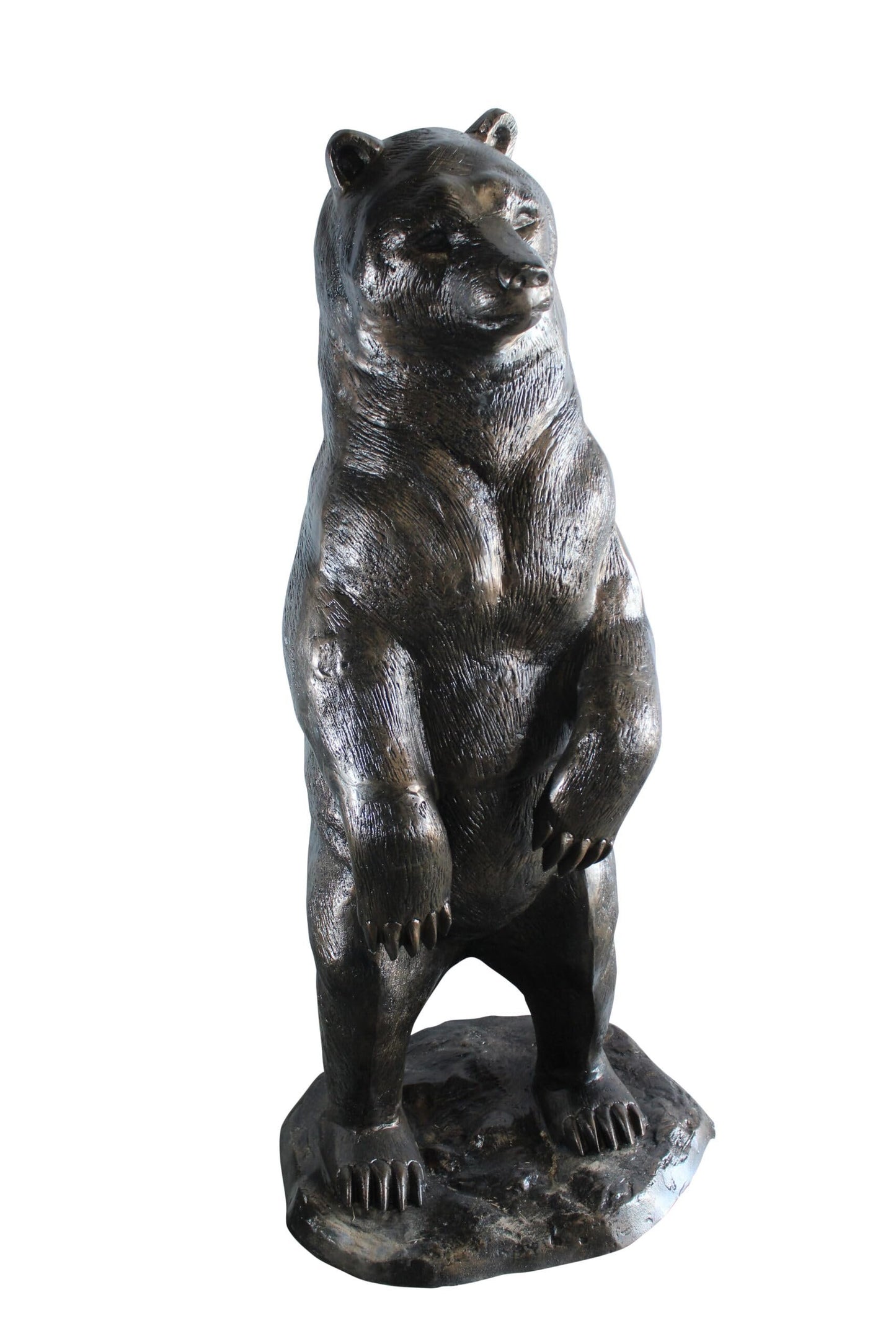 NIFAO Giant Aluminum Bear Statue with Forest Base – Wildlife Sculpture for Lodge, Cabin & Outdoor Décor - 20" x 23" x 61"H